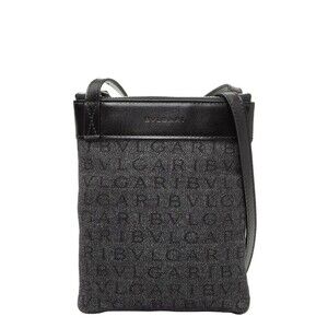 BVLGARI Logomania Crossbody Shoulder Bag in Blue, Black, Denim and Leather fo...